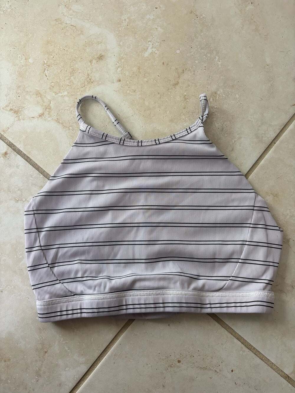 Born Primitive High-Neck Ribbed Striped Cropped Tank Top